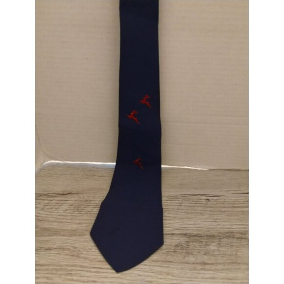 Vintage Superba Navy Tie With Red Stag Embroidery In Bur-Mil Quality - Picture 2 of 3